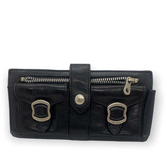 VINTAGE Armani Exchange A/X black Leather wallet with pockets - Picture 1 of 4